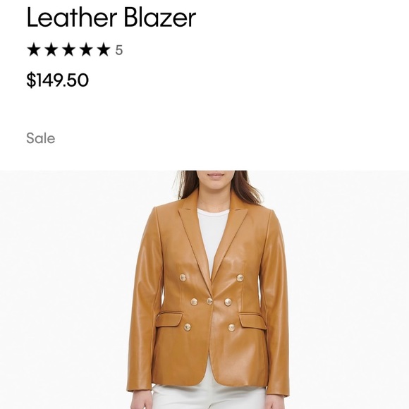 Calvin Klein Faux-Leather Blazer Brown 2 NWT! - Picture 5 of 5